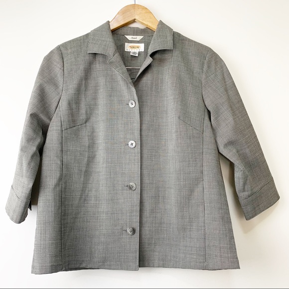 TALBOTS Wool Houndstooth Jacket 2 - Picture 1 of 8